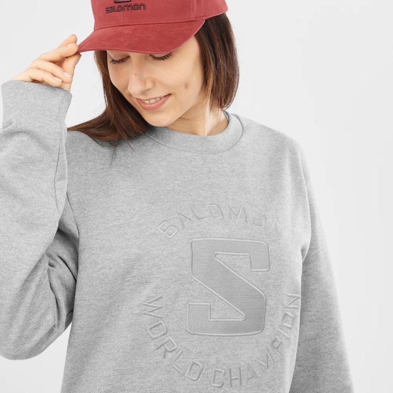 Sudaderas Salomon Outlife Logo Summer Heather Mujer Grises | MX KLOR695